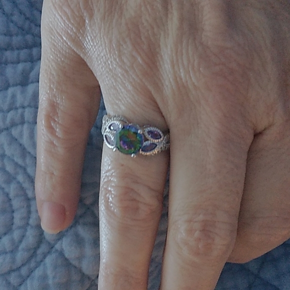(D1) S925 Luxury Multicolor CZ Ring S 925 - Picture 3 of 4